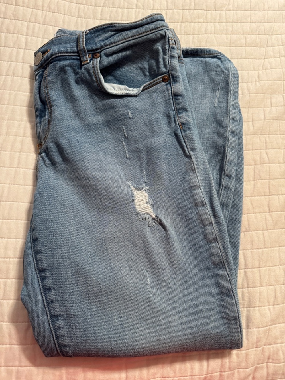 Women's Light Blue Distressed Jeans